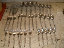 LOT OF 37 JAPAN CARLTON STAINLESS STEEL SILVERWARE KNIVES FORKS SPOONS