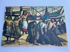 AUGUSTO TORRES PAINTING Coastal Mid Century MODERNIST EXPRESSIONISM Listed 36”