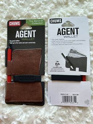 CHUMS AGENT 5 Cards Cash Wallet Band-Et Collection Leather Bic Clic Stic Pen NEW