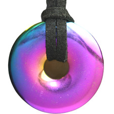 Premium Edelstein-Donut Kette  mit Sillberhalter und Lederband Top Qualität