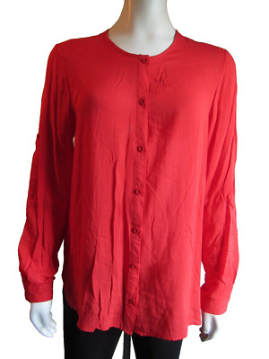 Clara Sun Woo Women's XS Sheer Hi-Lo Relaxed Roll Tab Sleeves Lagen look Shirt