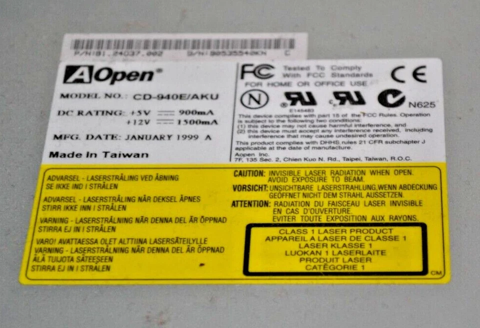 DVD / CD Rewritable Drive RW Model CD-940E/AKU Aopen HARD TO FIND UNIT - Image 4 of 4