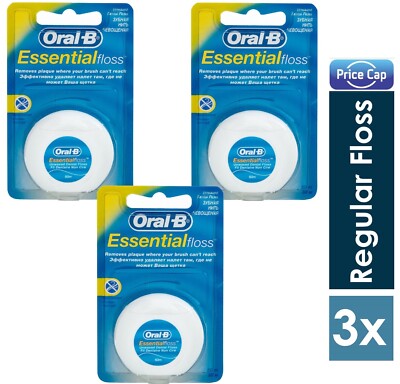 3 x Oral B Floss Essential Regular Floss | Zahnseide ungewachst