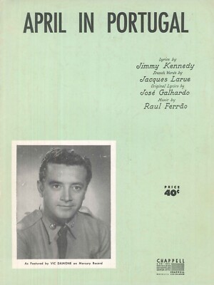 April In Portugal Sheet Music Piano Voice Guitar 1953 Vic Damone Kennedy Ferrao