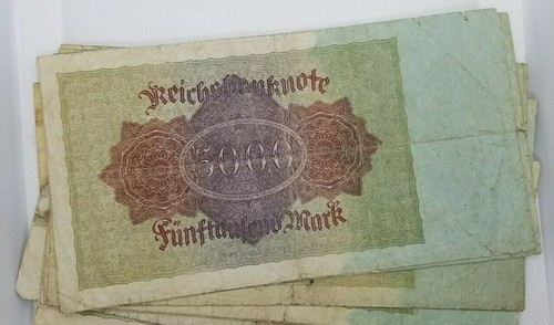 DEUTSCHLAND LOT 5 BANKNOTEN 5 000 MARK 1922 SEHR SELTEN ZIRKULIERT OHNE RESERVE - Bild 5 von 6