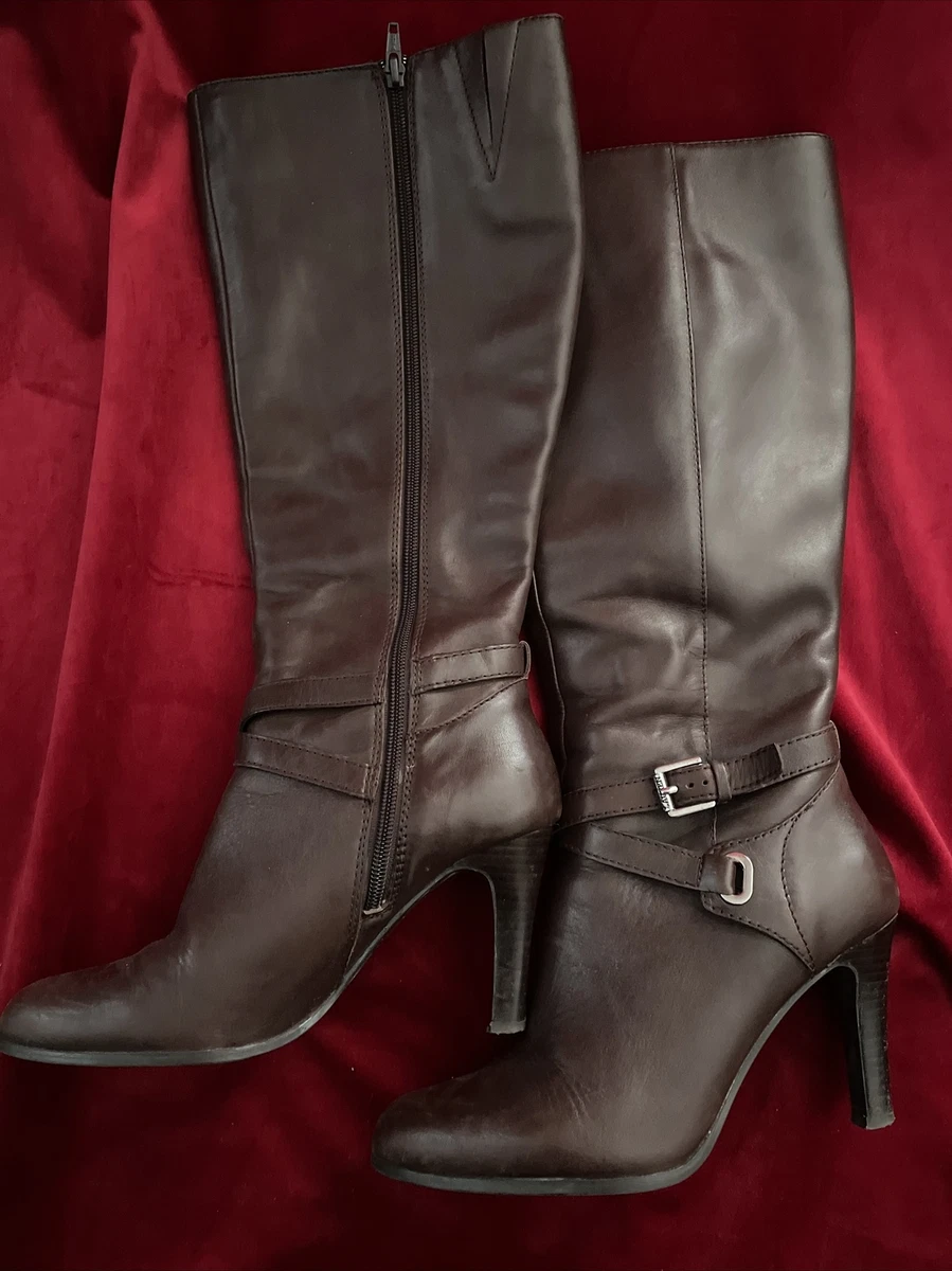 Brown below top the knee boots