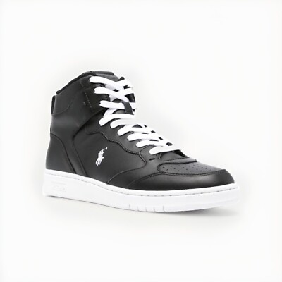 Polo Ralph Lauren Court High Top Black Leather Shoes  display picture 1