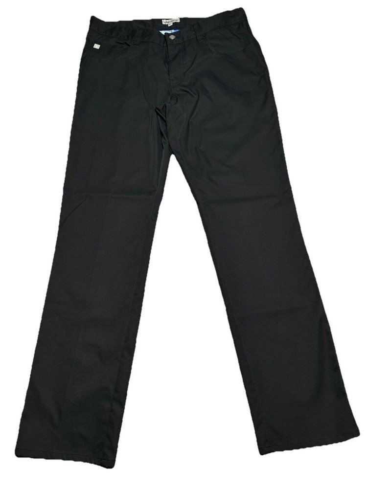 Peter Millar Mens Straight Fit Performance Dress Pants Black 34x32