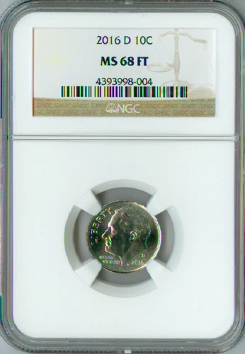 2016 D ROOSEVELT DIME NGC MS68 FT 2ND FINEST GRADE RARE SPOTLESS .