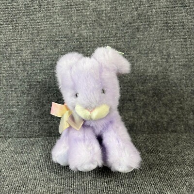 Russ Bunny Rabbit Plush Jubilee Purple Sparkle Fur Rainbow Ribbon Bow ...