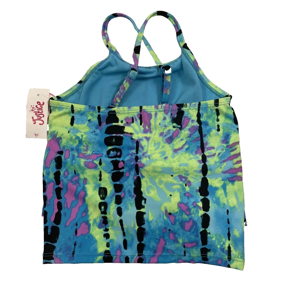 Top de baño Justice Girls talla 7 UPF 50 NUEVO CON ETIQUETAS con volantes separados traje de baño protección solar Foto 2 de 4