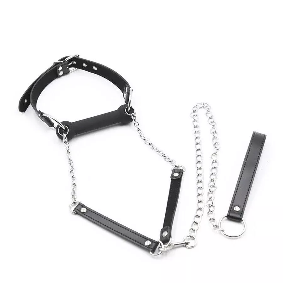 Slave Silicone Oral Dog Bone Mouth Gag+Leash Chain Restraints SM Slave Game BD eBay image image