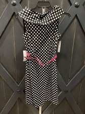 Tahari Arthur S Levine Dress in Black/White Polka Dot Dress Size 6 - NWT