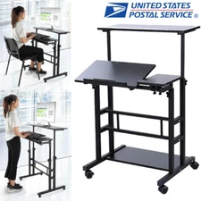 80cm Rolling Height  Laptop Desk Computer Workstation Table Stand Up