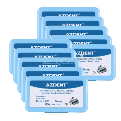 10X AZDENT Dental Orthodontic Buccal Tube 1st Molar Roth.022 MIM Bondable N-Conv