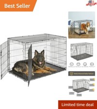 Premium 48-Inch Dog Crate with Ventilation, Leak-Proof Floor Pan  Safety Locks
