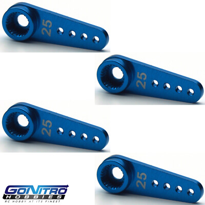 Go Nitro Hobbies 25T Small Aluminum One Way Servo Arm 4 Blue Futaba / Savox