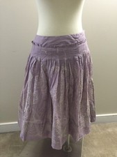 Talbots Lavender Purple Ivory Paisley Embroidered Pleated Aline Skirt 6 Petite