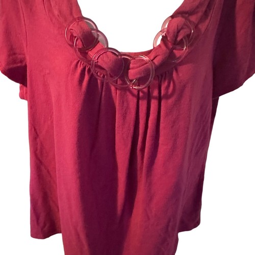 R-Q-T short sleeve pink plastic chain detail blouse size XL - Picture 3 of 8