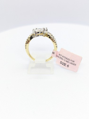 Anello con zirconi scintillanti misura 6, anello tono oro 14kt GE - Foto 2 di 4