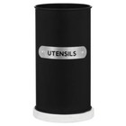 Tin Metal Utensil Holder Canister Liberty Black White Storage Container Modern