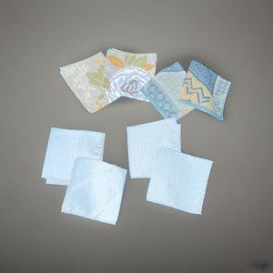 8-Pack vintage Cloth Dessert Napkins, Square blue Floral hankie