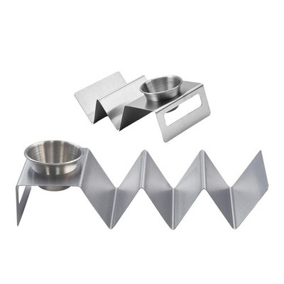 Edelstahl-Taco-Halter Taco-Tablett-Server W-Form Taco-Rack-Platte mit Tasse für