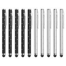 10pcs Glitter Stylus Pens for Touch Screens Metal Capacitive Pen, Black/Silver