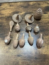 Lot 12 Wooden Spinning Tops Montessori Waldorf Natural Toy India