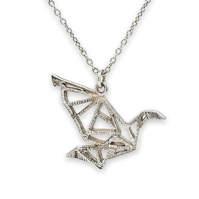 Sterling Silber Origami Fliegender Vogel Anhänger