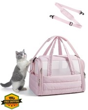 BAGSMART Pink Cat Carrier Soft-Sided Puffy Travel Bag Up to 20 Lbs