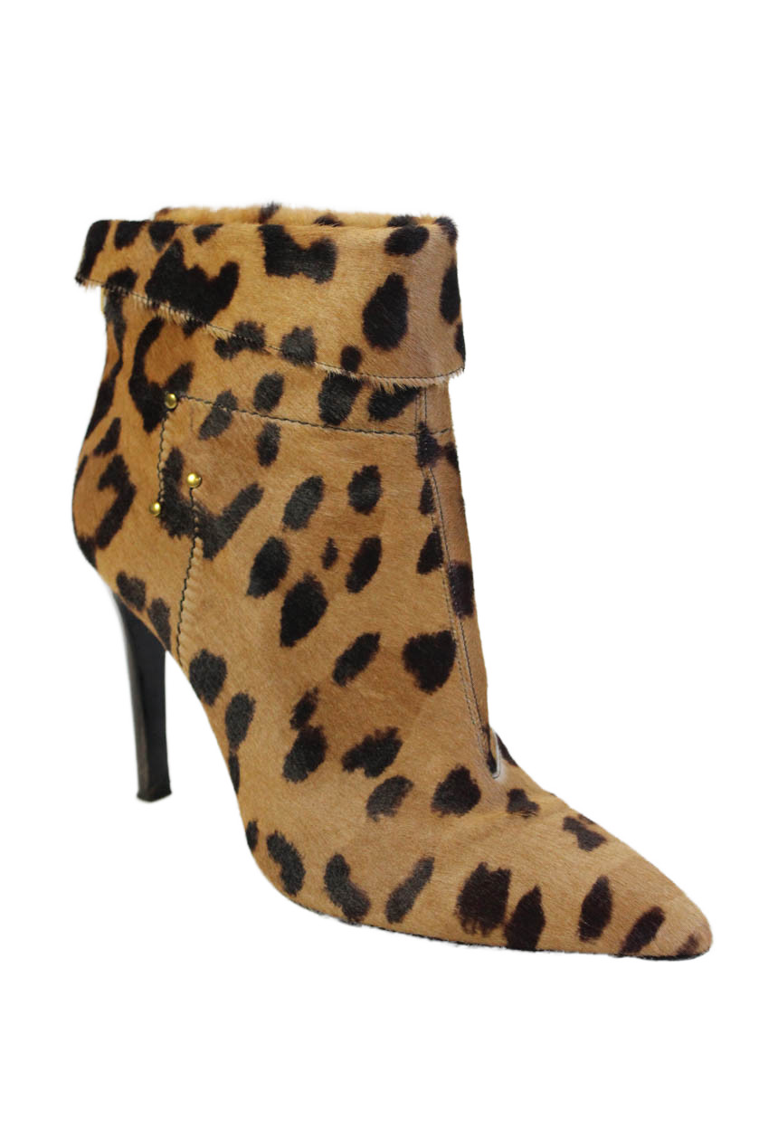 Jerome Dreyfuss Womens Animal Print Zippered Heeled Ankle Boots Brown Size 10Free Shipping in US $100+ Orders | $6.95 Orders Below