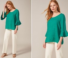 PHASE EIGHT Striking Green Linen Top - Size 16 - New With Tags - RRP £59