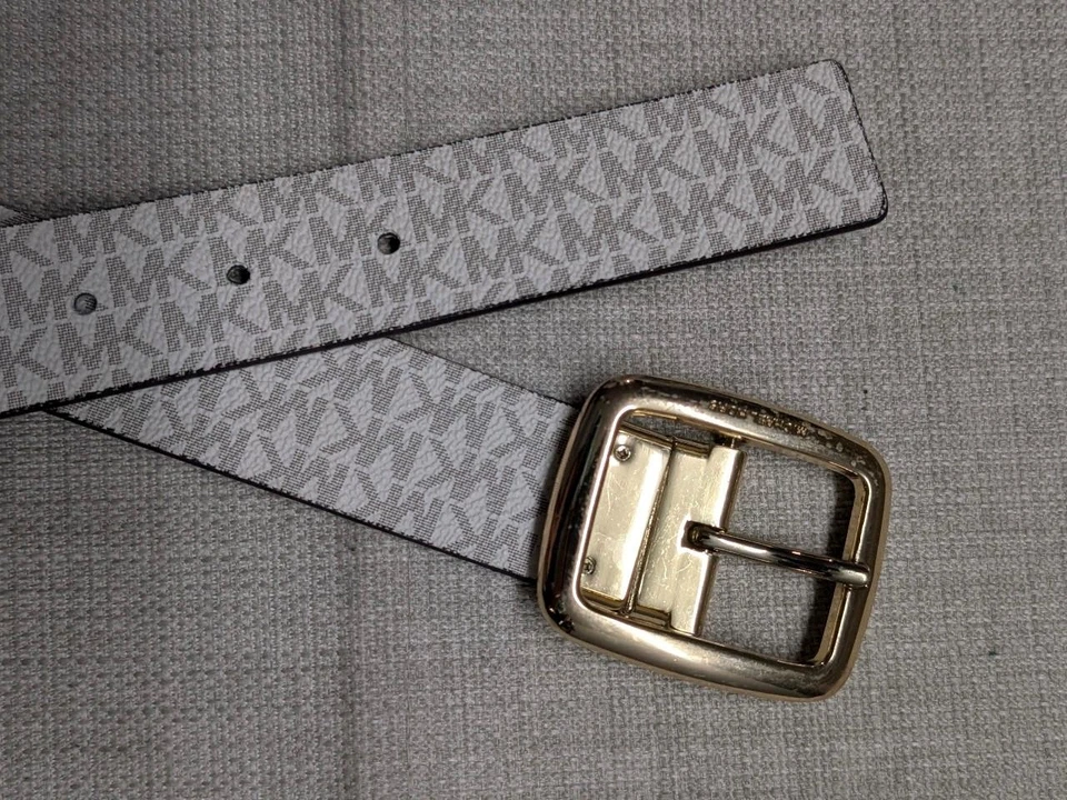 MICHAEL KORS коричневый/белый MK монограмма 34 платье ремень двусторонний - Изображение 2 из 4