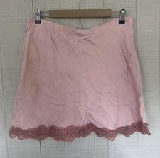 Anthropologie Tilda Mini Slip Skirt Lace Trim Edition XL Pink Viscose