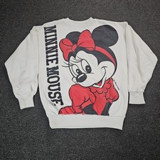Vintage Minnie Mouse Sweater Womens Large 80s Disney Spellout AOP Pullover