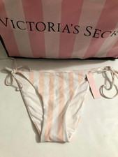 Victoria's Secret Swim String Side Tie Cheeky Bikini Bottom Pink Stripe NWT