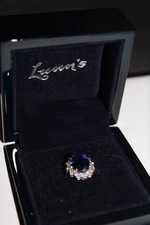 Engagement/statement Sapphire & Diamond Cluster Ring 18ct Yellow Gold