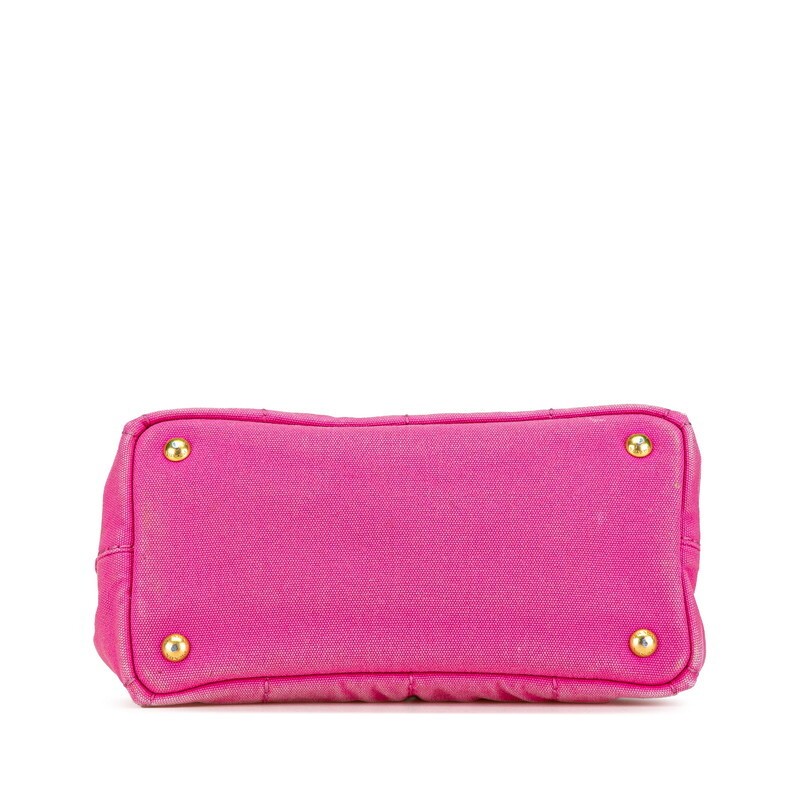 Prada Canapa Mini Handbag Pink Canvas Ladies PRADA Used from japan thumbnail 3