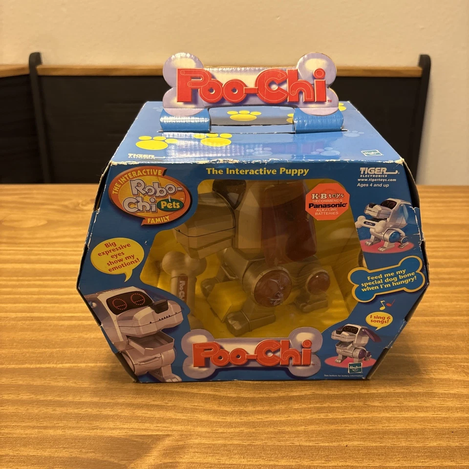 De colección 2000 Tiger Poo-Chi Interactivo Robo-Chi Cachorro Perro Robot Dorado Nuevo *Leer* Foto 2 de 4