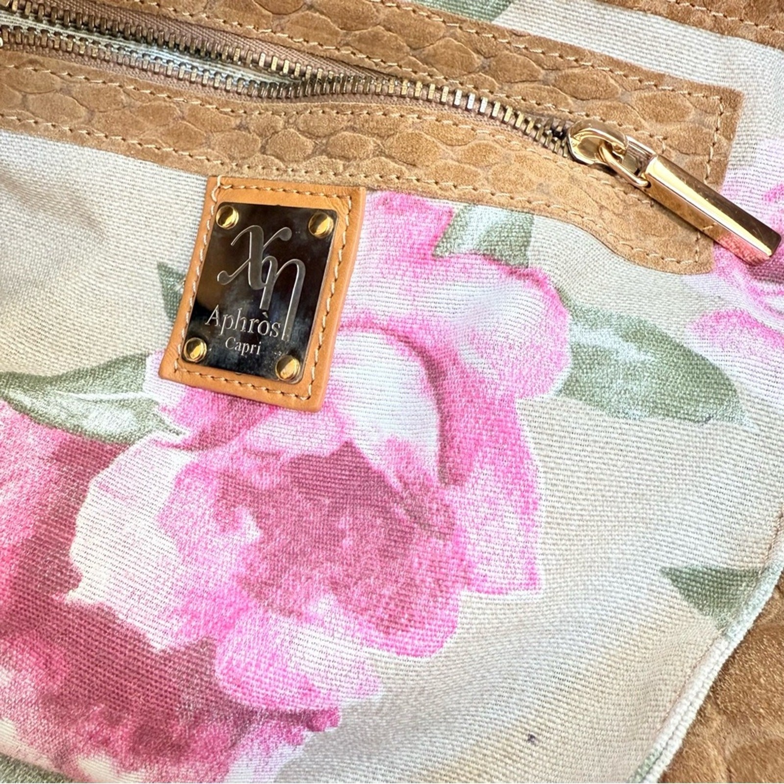 Rare Aphros Capri Suede Python Print Textured Tan… - image 6