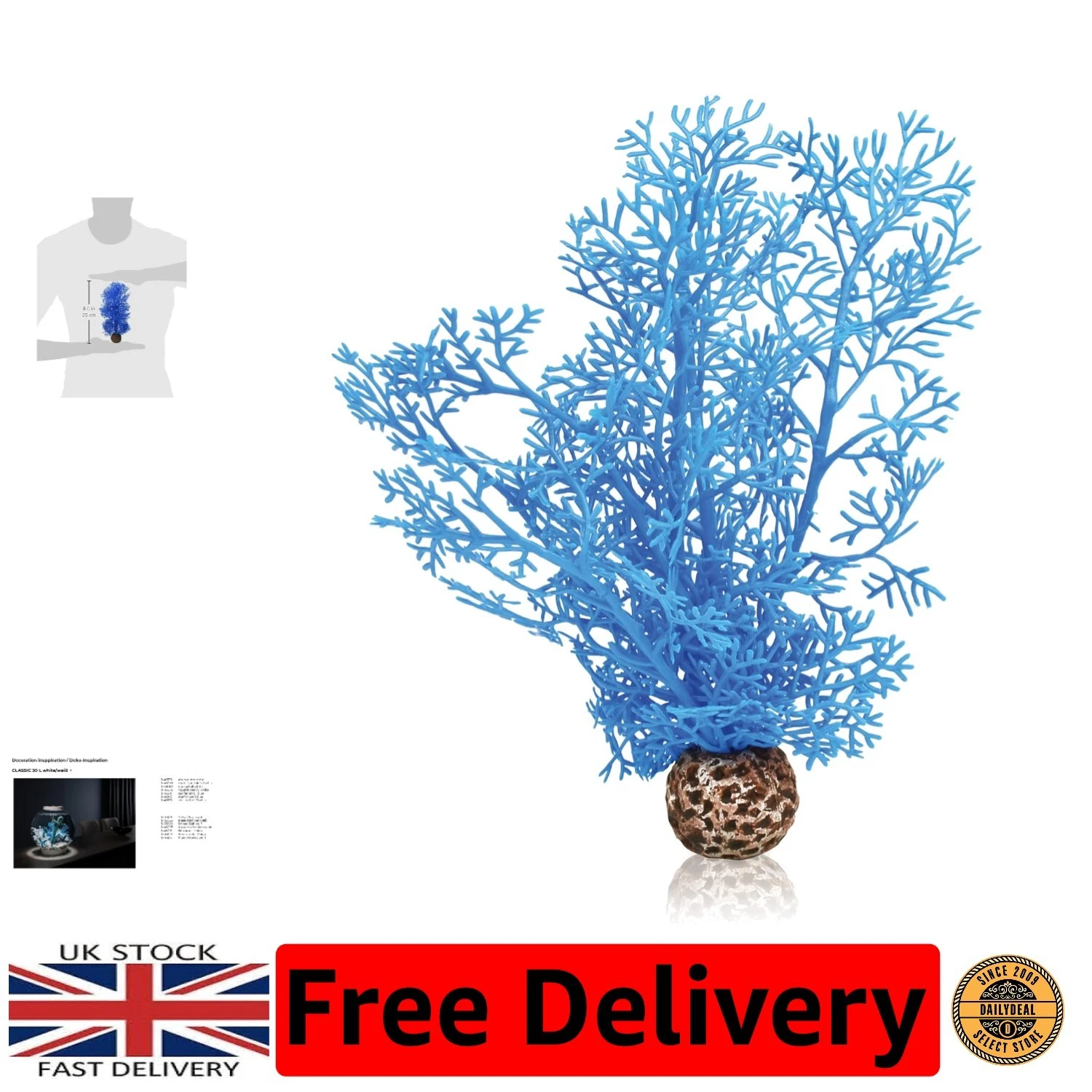 Artificial Blue Horn Coral Plant - Durable Aquarium Decoration for All Tanks
Opens in a new window o