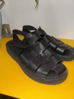 Fracap D034 Sandals Size EU 40 Black Leather Vibram Sole