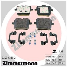 Zimmermann Bremsbelagsatz Bremsklötze hinten 34207883273 34216893228 | 553620