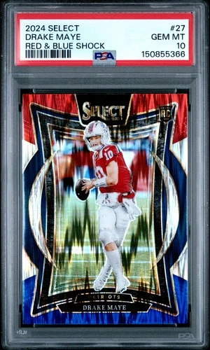 2024 PANINI SELECT RED & BLUE SHOCK #27 DRAKE MAYE ROOKIE RC PSA 10