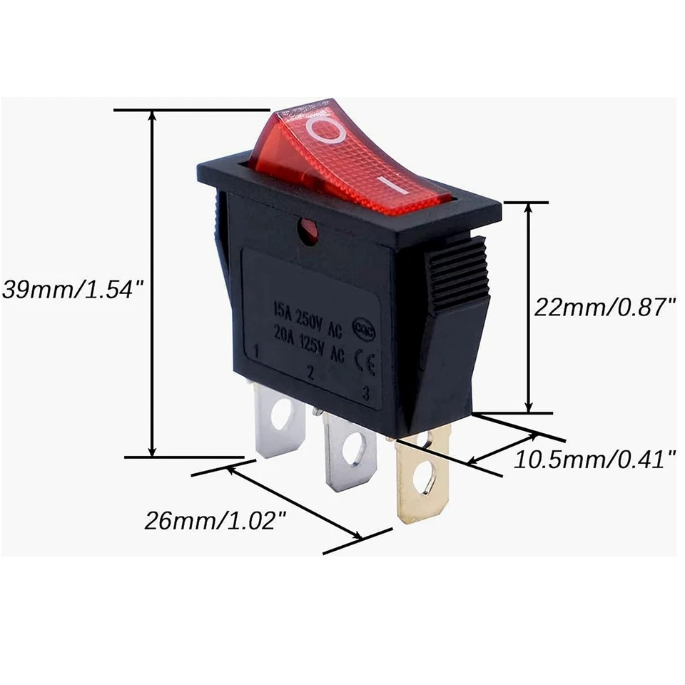 Paquete de 2 interruptores basculantes iluminados 120927-24 20A 125V para modelos de calentador de chimenea Foto 3 de 4