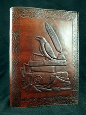 RAVEN / Crow A5 Handmade Refillable Leather Journal Diary Pagan