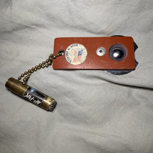Brass Tip-Pik Cue Tip Tool Vintage Set With Shaper Keychain Nice Great Shape
