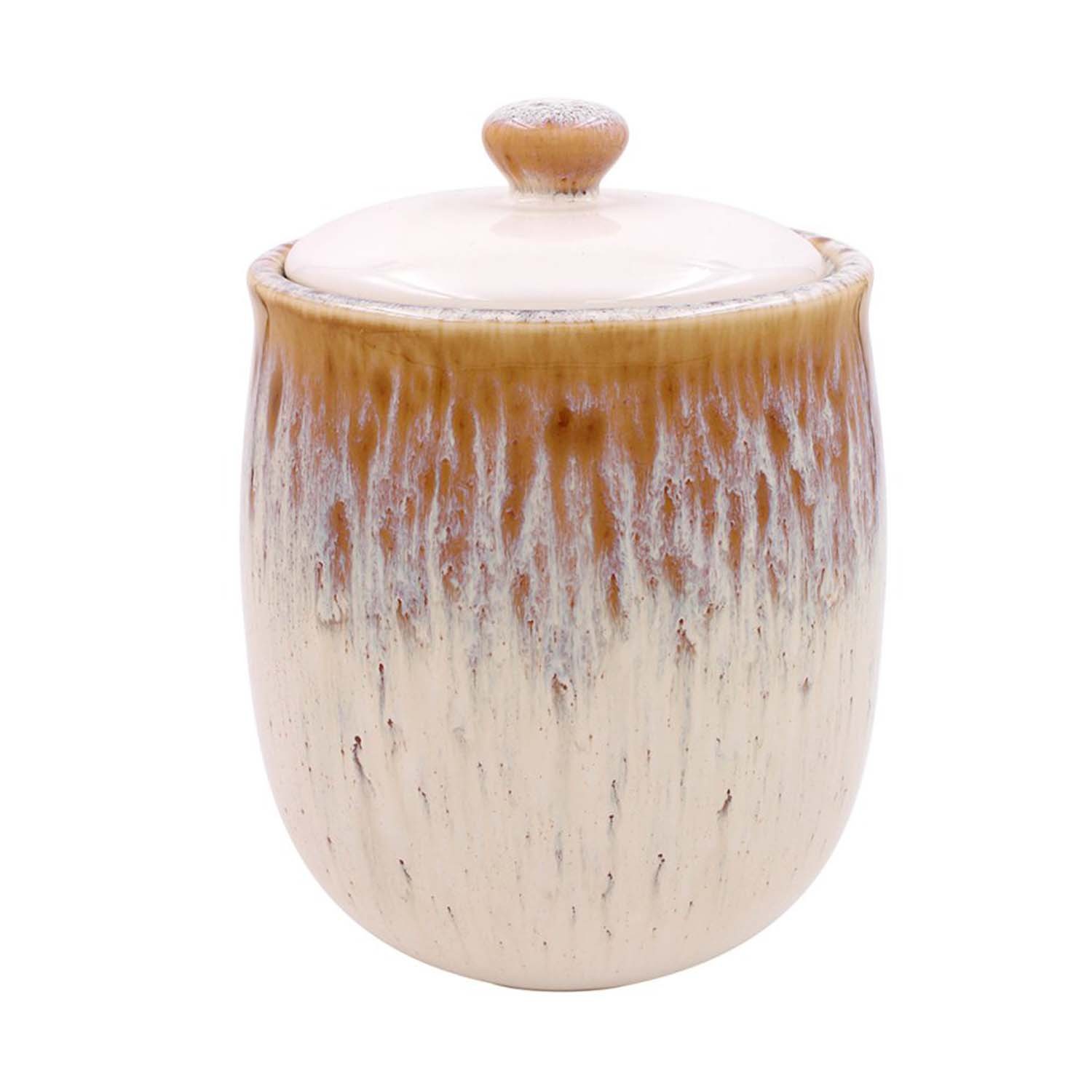 Stoneware Kitchen Canister Reactive Glazed Storage Jar with Lid Multipurpose 1L