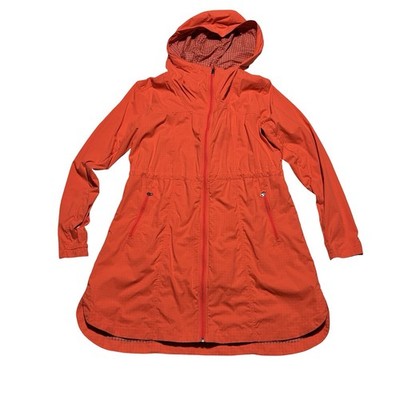Athleta Women's Pursuit Anorak Jacket Hooded Waist Cinch Orange Size M 20 x 34